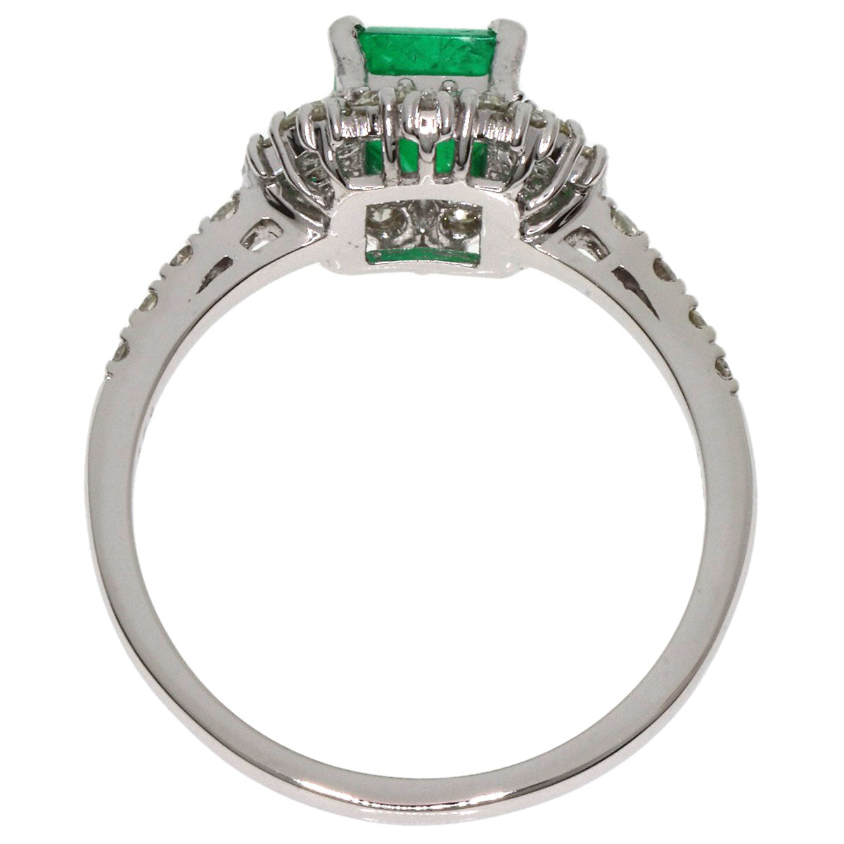 0.71ct Emerald Diamond Ring Platinum PT950  3.92g　Ladies