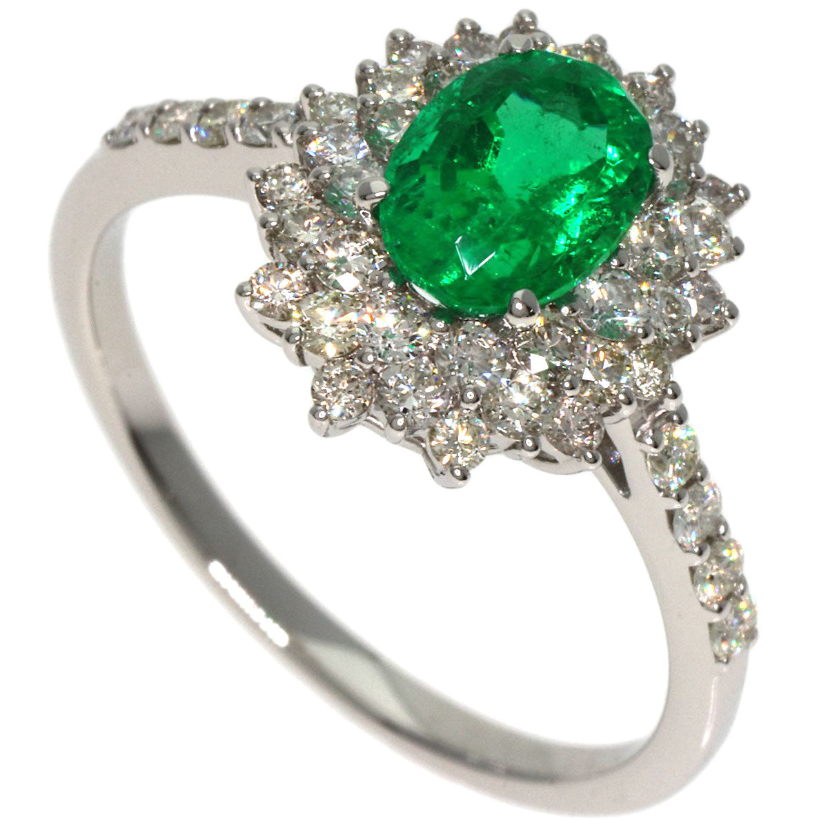 0.91ct Emerald Diamond Ring Platinum PT950  3.77g　Ladies