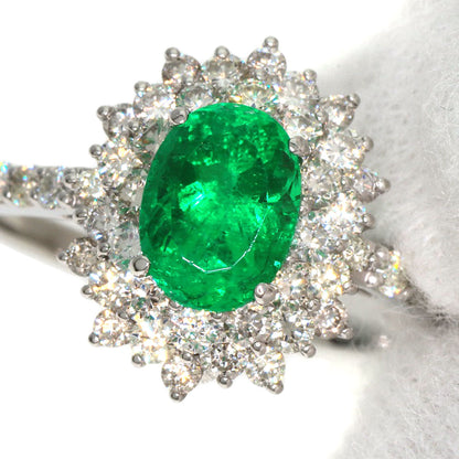 0.91ct Emerald Diamond Ring Platinum PT950  3.77g　Ladies