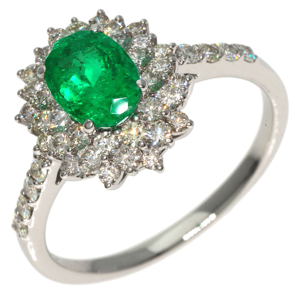 0.91ct Emerald Diamond Ring Platinum PT950  3.77g　Ladies