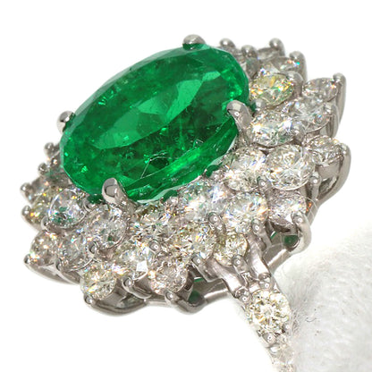 0.91ct Emerald Diamond Ring Platinum PT950  3.77g　Ladies