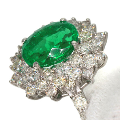 0.91ct Emerald Diamond Ring Platinum PT950  3.77g　Ladies