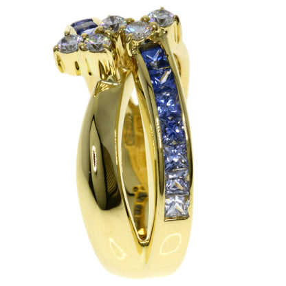 Jeunet   Ring Sapphire Diamond K18 Yellow Gold Ladies