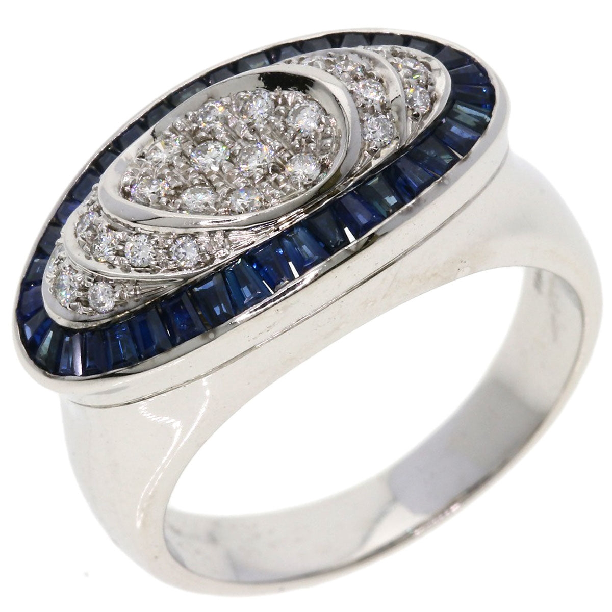 Sapphire Diamond Ring K18 White Gold  11.1g　Ladies