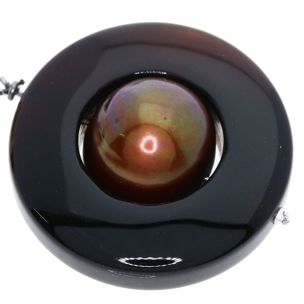 Freshwater Pearl Pearl Onyx Necklace Silver 47.7g　Ladies