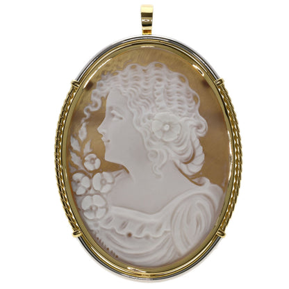 cameo Brooch K18 Yellow Gold PT900 18g　Ladies