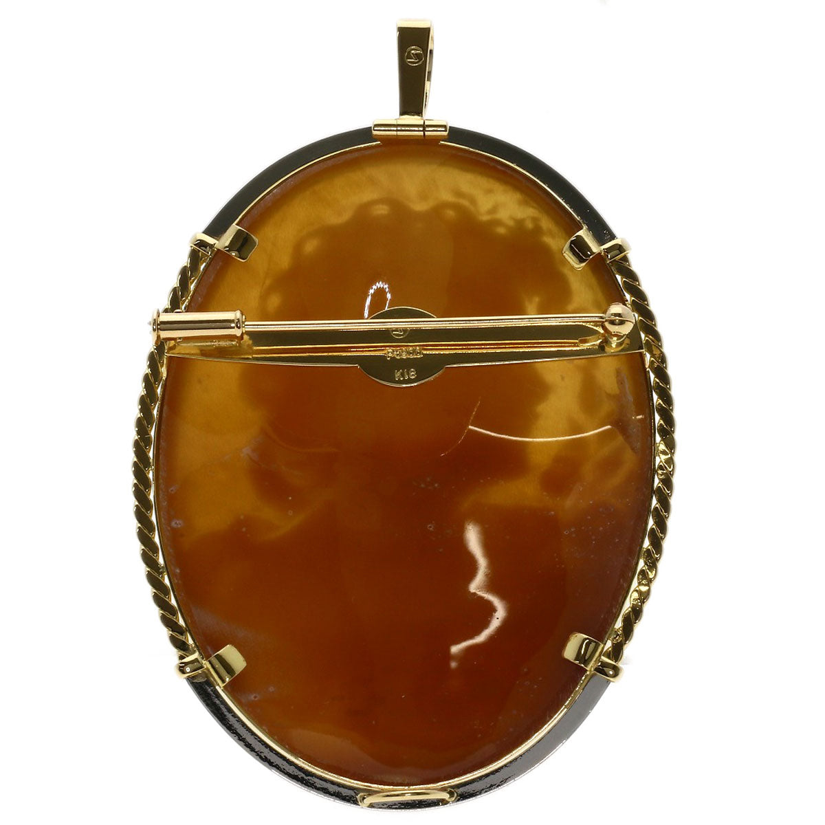 cameo Brooch K18 Yellow Gold PT900 18g　Ladies