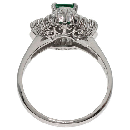 0.47ct Emerald Diamond Ring Platinum PT900  8.1g　Ladies