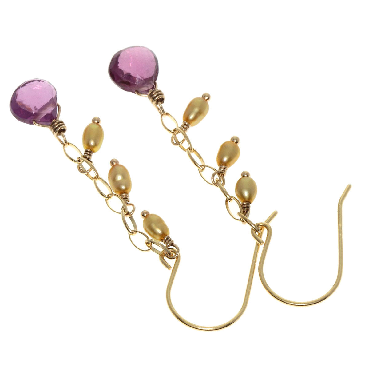 Garnet Pearl earring K18 Yellow Gold  0.7g　Ladies