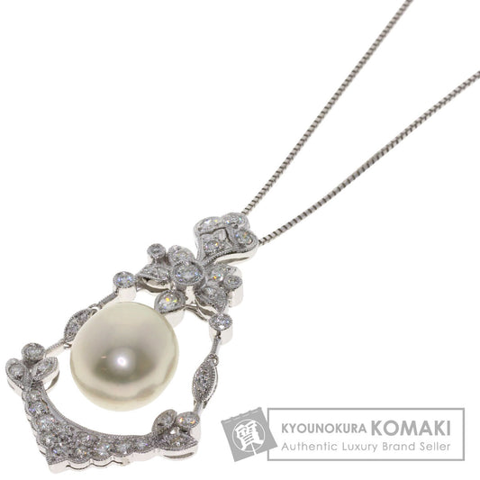 Pearl Pearl Diamond Necklace K18 White Gold  9.1g　Ladies