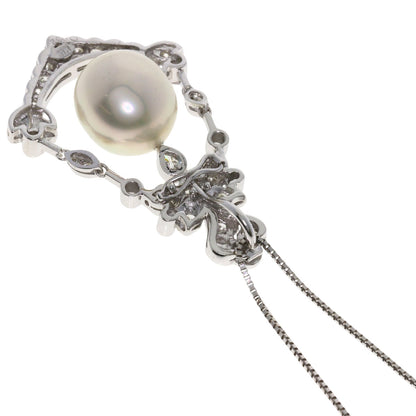 Pearl Pearl Diamond Necklace K18 White Gold  9.1g　Ladies