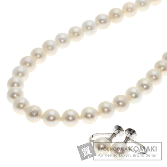 Akoya pearl Pearl Earring 2 piece set Necklace Silver 35.2g　Ladies