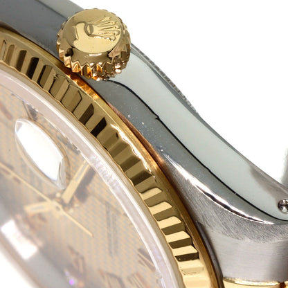 ROLEX Datejust 10P Diamond Champagne Houndstooth Watches 16233G Stainless Steel/SSxK18YG mens