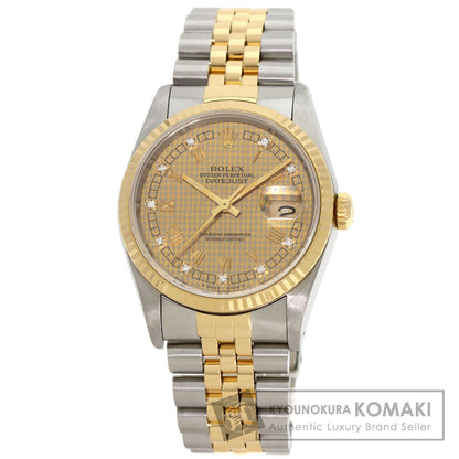 ROLEX Datejust 10P Diamond Champagne Houndstooth Watches 16233G Stainless Steel/SSxK18YG mens