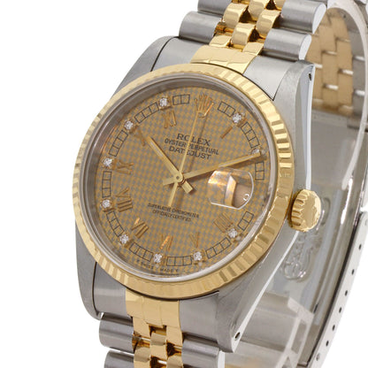 ROLEX Datejust 10P Diamond Champagne Houndstooth Watches 16233G Stainless Steel/SSxK18YG mens