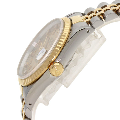 ROLEX Datejust 10P Diamond Champagne Houndstooth Watches 16233G Stainless Steel/SSxK18YG mens