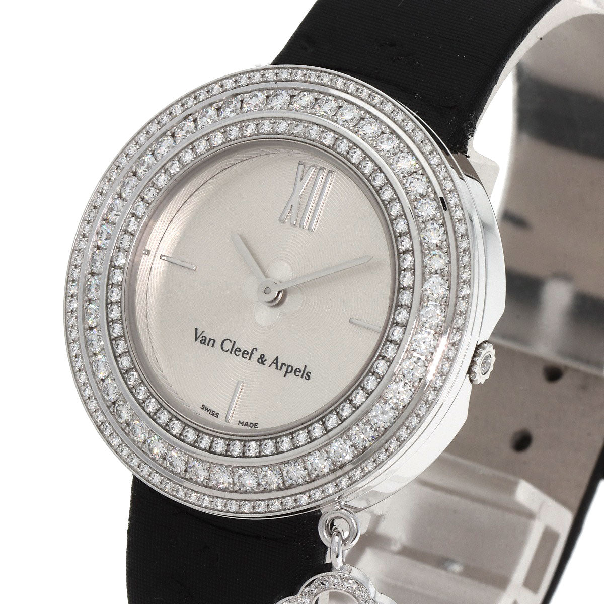 Van Cleef & Arpels Charm Watch 1.3" Watches VCARM95300 K18 White Gold/Leather Ladies