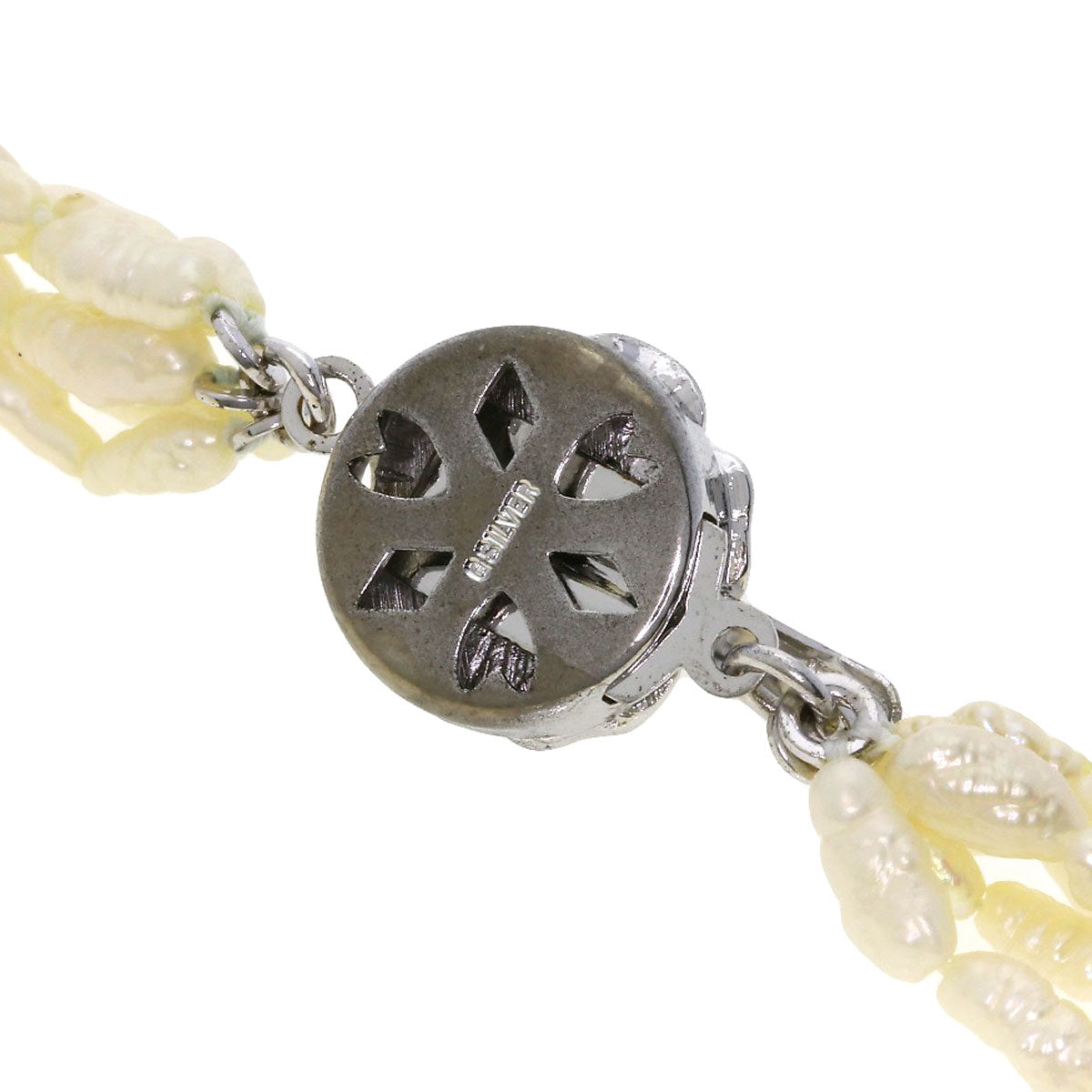 Freshwater Pearl 5-Row Bracelet Necklace 3-Piece Set Necklace Silver Metal 97.7g　Ladies