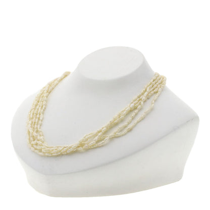 Freshwater Pearl 5-Row Bracelet Necklace 3-Piece Set Necklace Silver Metal 97.7g　Ladies