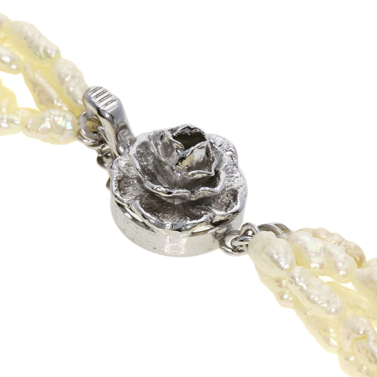 Freshwater Pearl 5-Row Bracelet Necklace 3-Piece Set Necklace Silver Metal 97.7g　Ladies