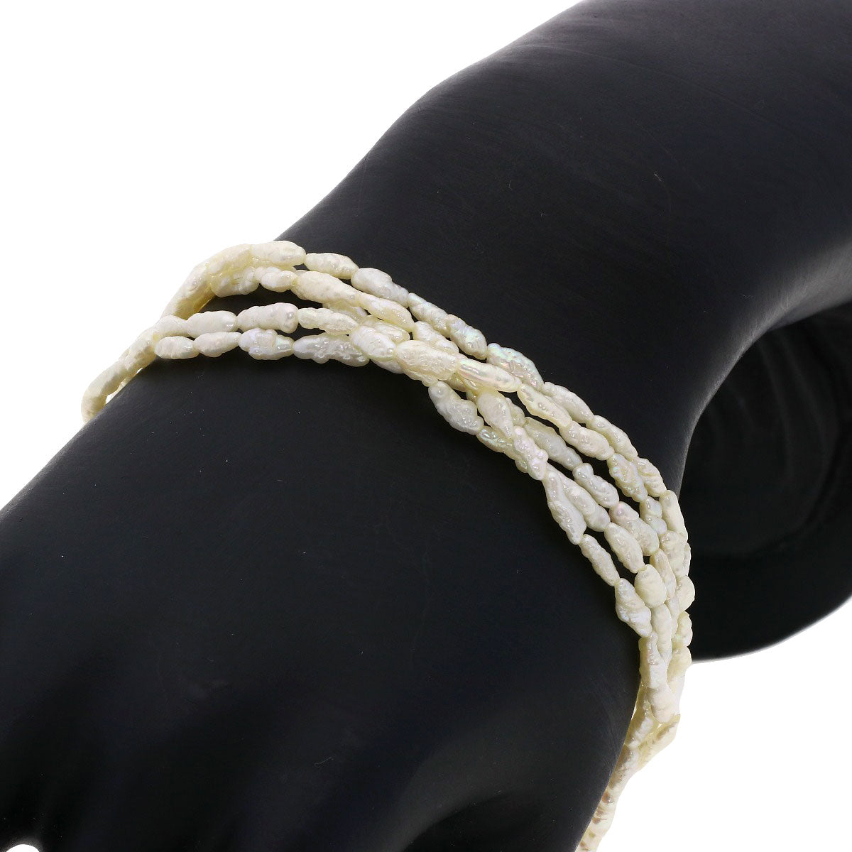 Freshwater Pearl 5-Row Bracelet Necklace 3-Piece Set Necklace Silver Metal 97.7g　Ladies