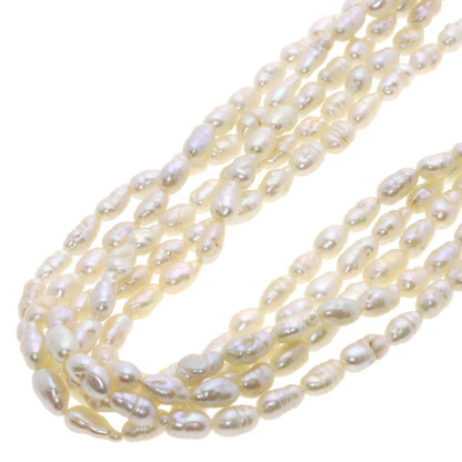 Freshwater Pearl 5-Row Bracelet Necklace 3-Piece Set Necklace Silver Metal 97.7g　Ladies