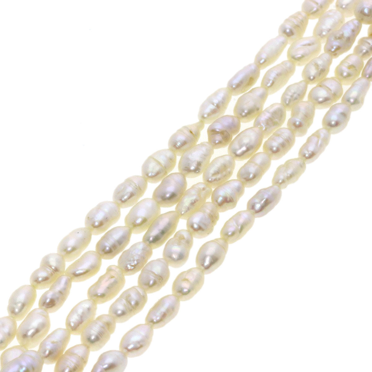 Freshwater Pearl 5-Row Bracelet Necklace 3-Piece Set Necklace Silver Metal 97.7g　Ladies