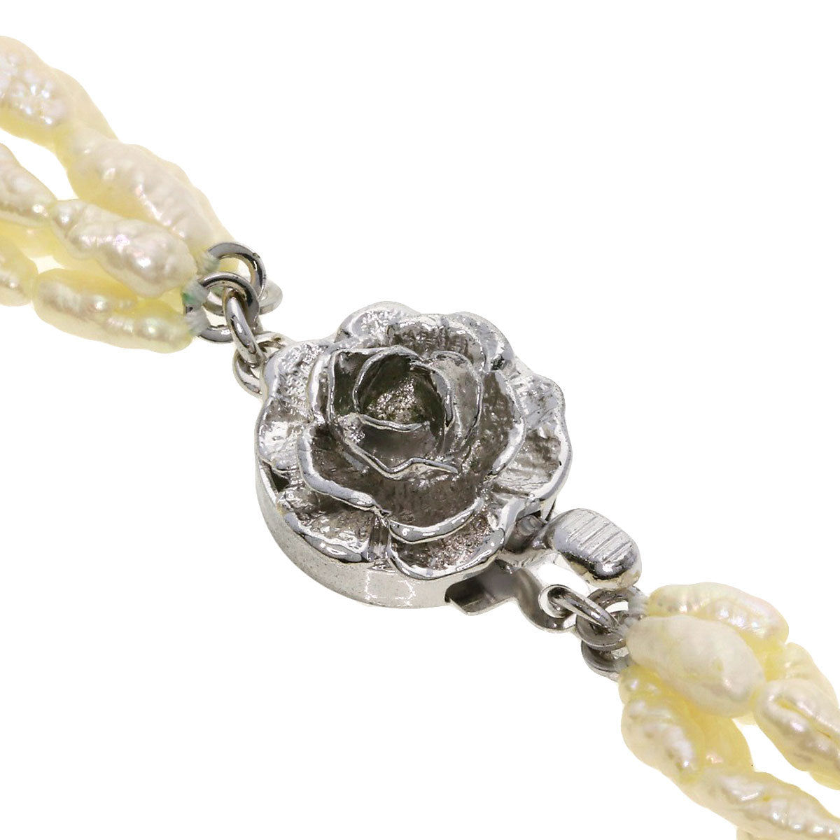 Freshwater Pearl 5-Row Bracelet Necklace 3-Piece Set Necklace Silver Metal 97.7g　Ladies