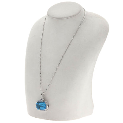 27.11ct Blue Topaz Ruby Necklace K18 White Gold  18.2g　Ladies