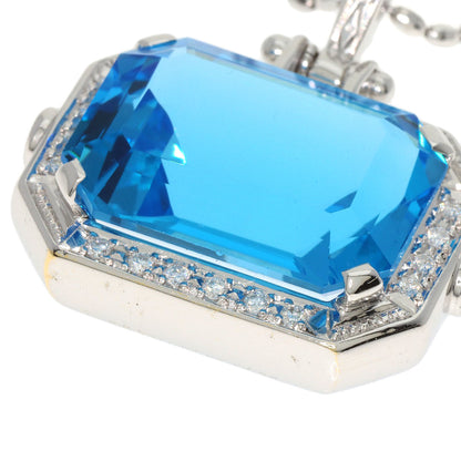 27.11ct Blue Topaz Ruby Necklace K18 White Gold  18.2g　Ladies