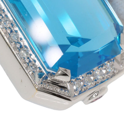 27.11ct Blue Topaz Ruby Necklace K18 White Gold  18.2g　Ladies