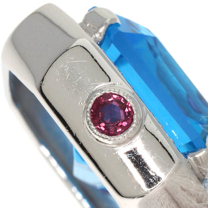 27.11ct Blue Topaz Ruby Necklace K18 White Gold  18.2g　Ladies