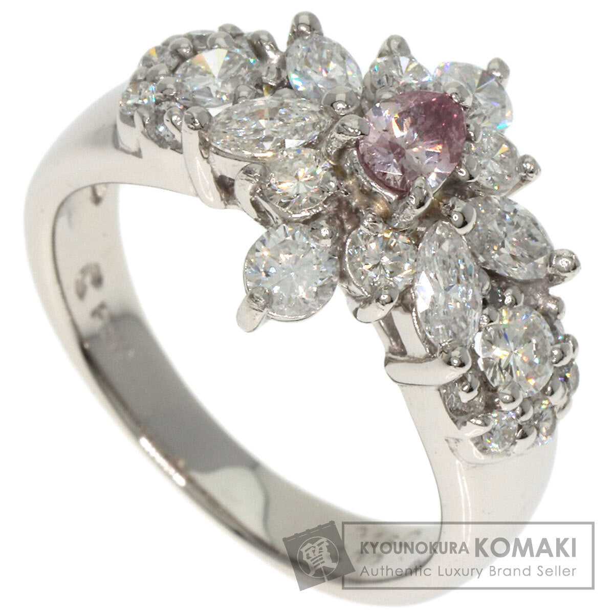 0.16ct Diamond Pink　Diamond Ring Platinum PT900  7.6g　Ladies