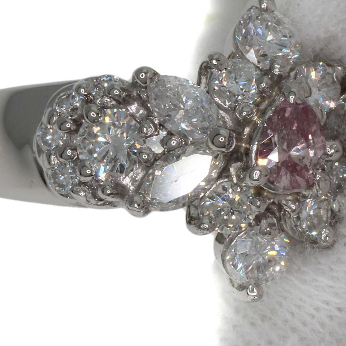 0.16ct Diamond Pink　Diamond Ring Platinum PT900  7.6g　Ladies