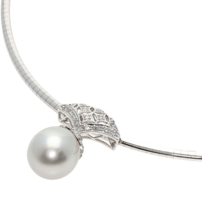 South SeaPearl Pearl Diamond Necklace K18 White Gold 750 24g　Ladies