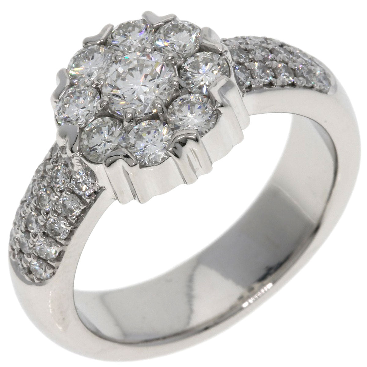 1.012ct Flower motif Diamond Ring Platinum PT900  14.2g　Ladies