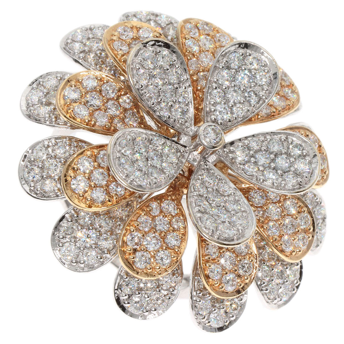 3.57ct Diamond Round Bra Ring K18 White Gold 18K Pink Gold 17.8g　Ladies