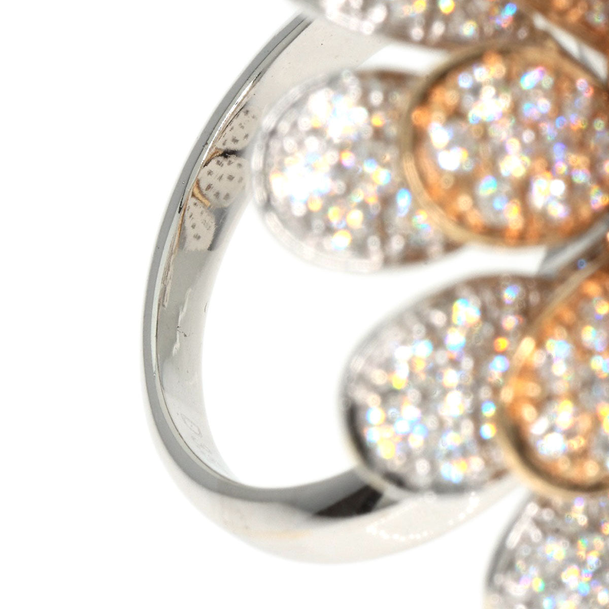 3.57ct Diamond Round Bra Ring K18 White Gold 18K Pink Gold 17.8g　Ladies