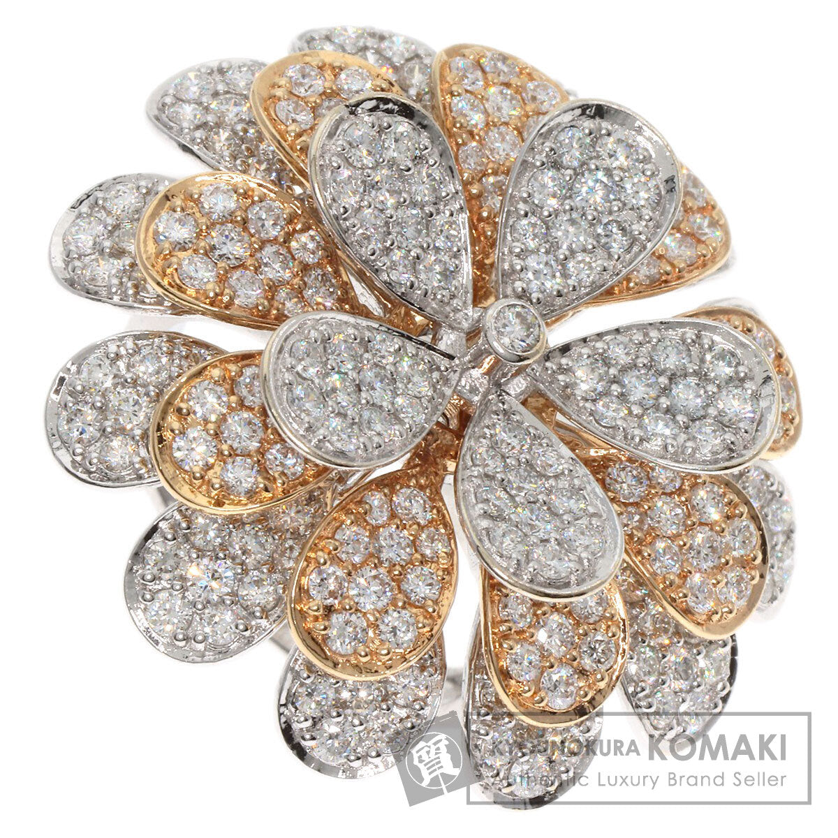 3.57ct Diamond Round Bra Ring K18 White Gold 18K Pink Gold 17.8g　Ladies