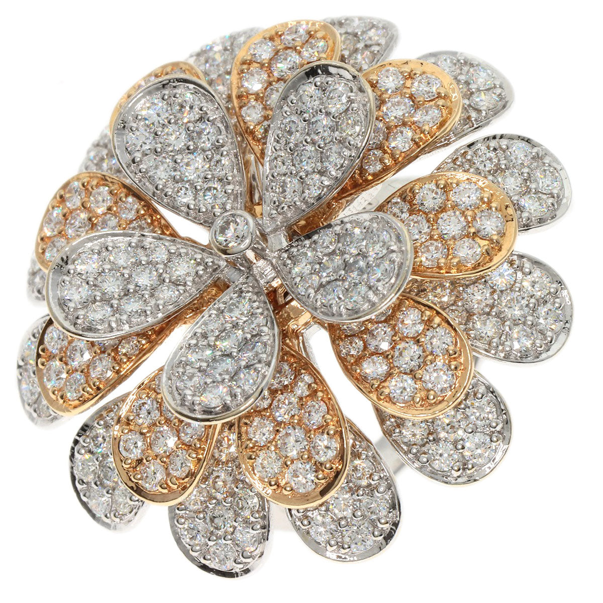 3.57ct Diamond Round Bra Ring K18 White Gold 18K Pink Gold 17.8g　Ladies