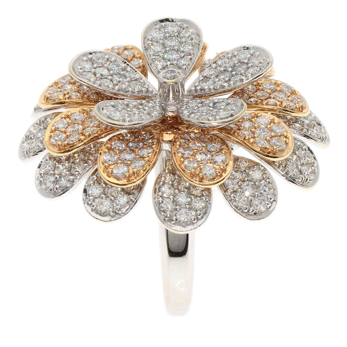 3.57ct Diamond Round Bra Ring K18 White Gold 18K Pink Gold 17.8g　Ladies