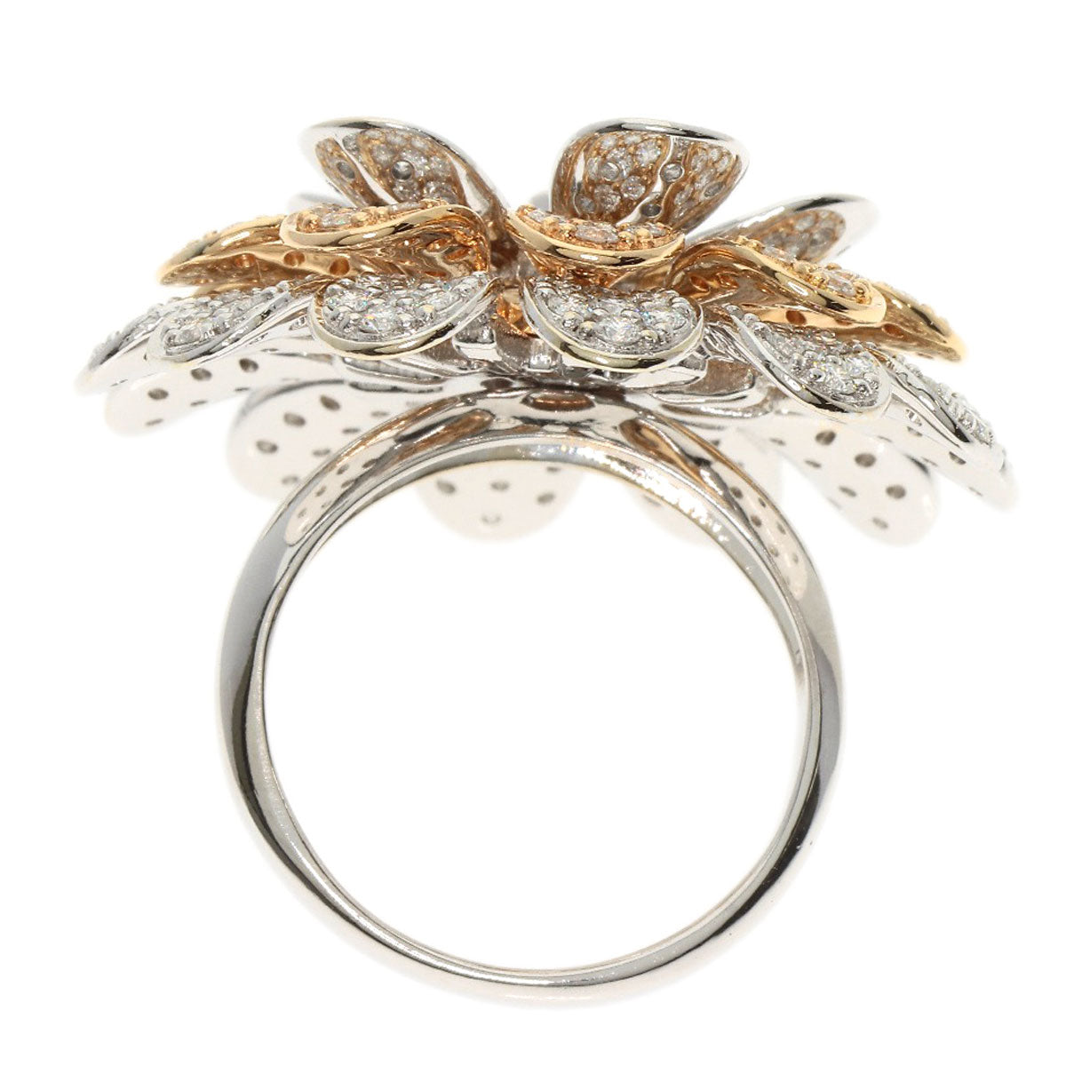 3.57ct Diamond Round Bra Ring K18 White Gold 18K Pink Gold 17.8g　Ladies