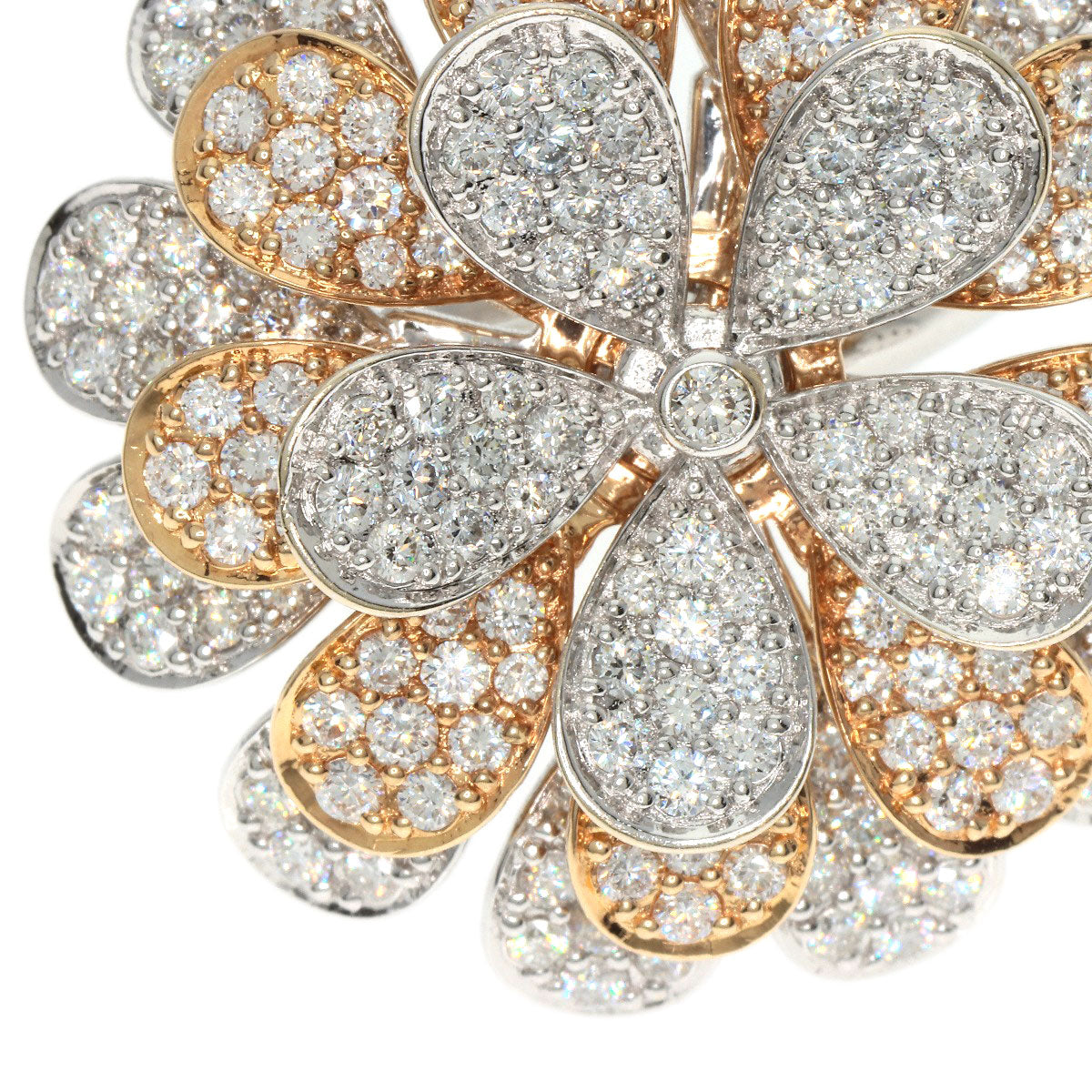 3.57ct Diamond Round Bra Ring K18 White Gold 18K Pink Gold 17.8g　Ladies