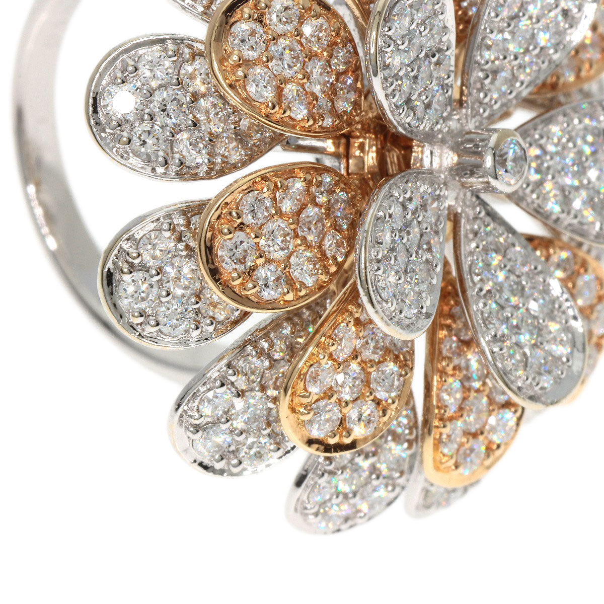 3.57ct Diamond Round Bra Ring K18 White Gold 18K Pink Gold 17.8g　Ladies