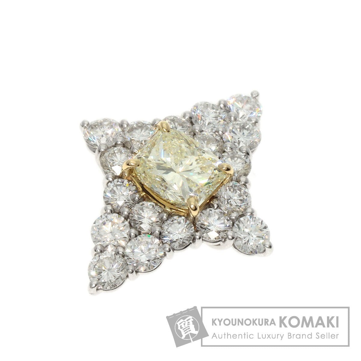 1.05ct Diamond Pendant top Platinum PT900 18K Yellow Gold 3.5g　Ladies