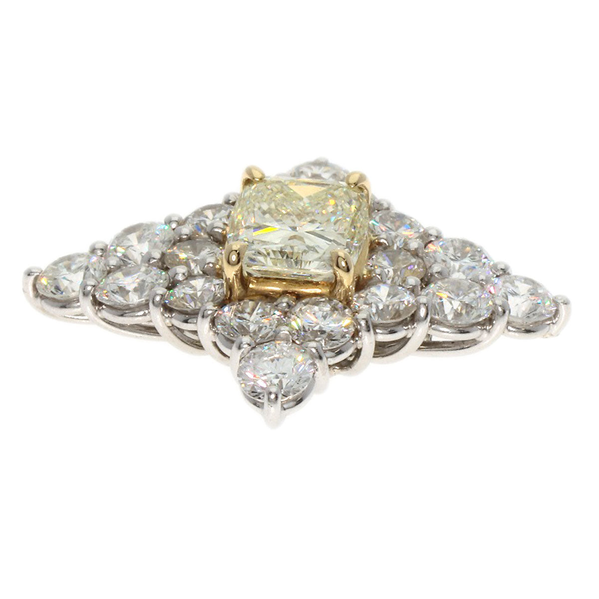 1.05ct Diamond Pendant top Platinum PT900 18K Yellow Gold 3.5g　Ladies