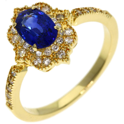 1.13ct Sapphire Diamond Ring K18 Yellow Gold  3g　Ladies