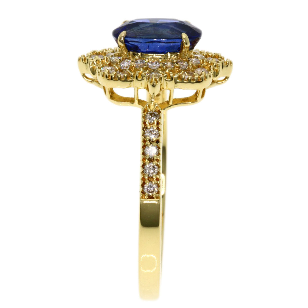 1.13ct Sapphire Diamond Ring K18 Yellow Gold  3g　Ladies
