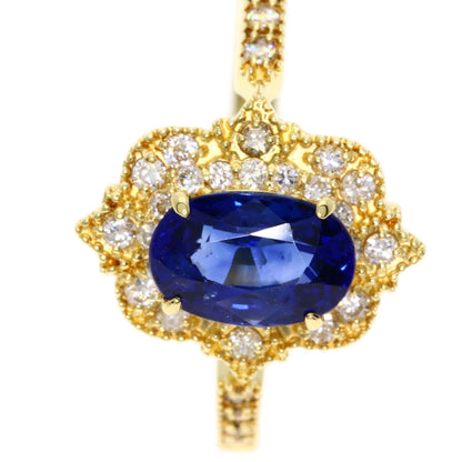 1.13ct Sapphire Diamond Ring K18 Yellow Gold  3g　Ladies