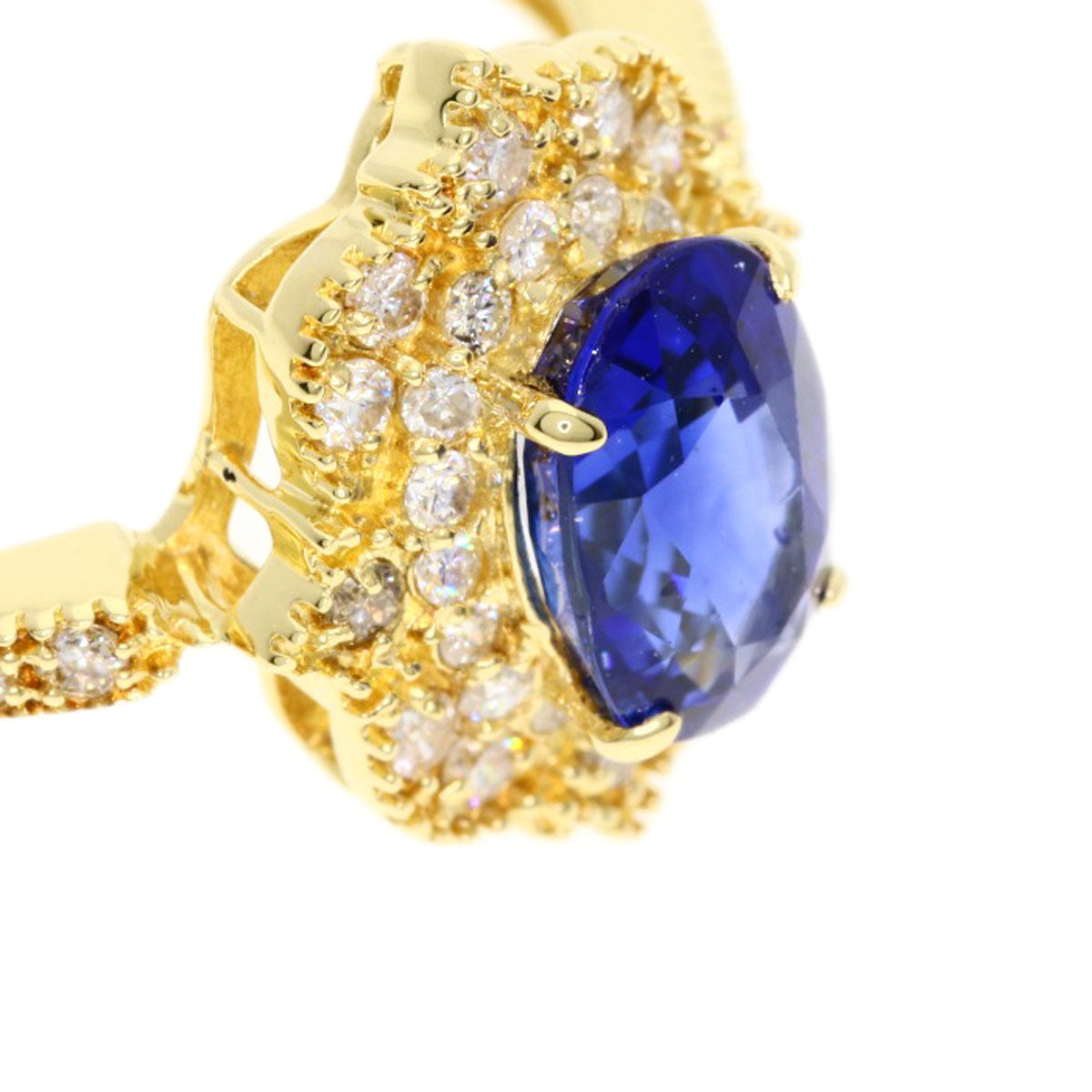 1.13ct Sapphire Diamond Ring K18 Yellow Gold  3g　Ladies